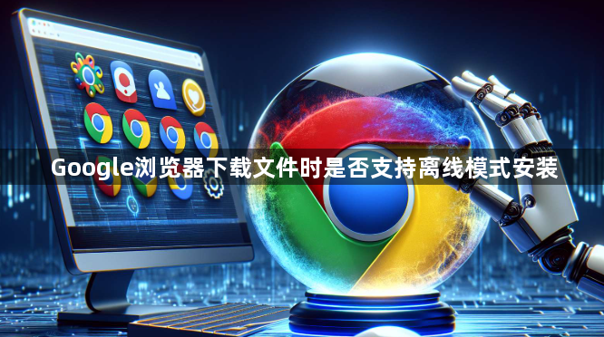 Google浏览器下载文件时是否支持离线模式安装1